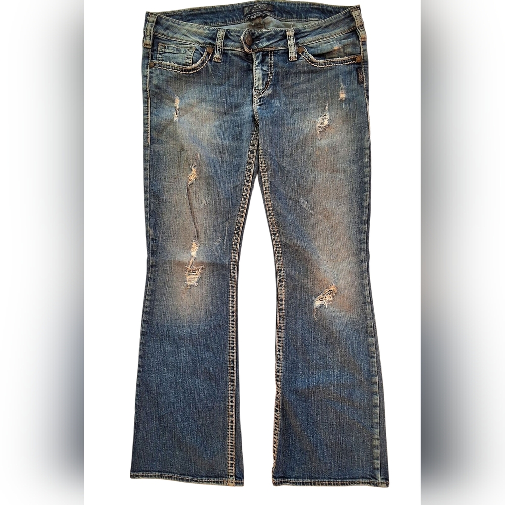 Silver Jeans Womens Tuesday Distressed Blue Jeans 32 X 31